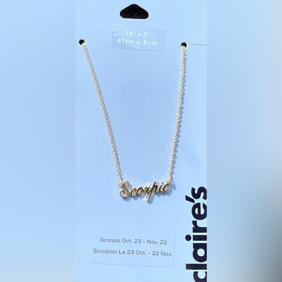 Claire's Gold-tone Script Zodiac Pendant Scorpio Necklace - Picture 3 of 9